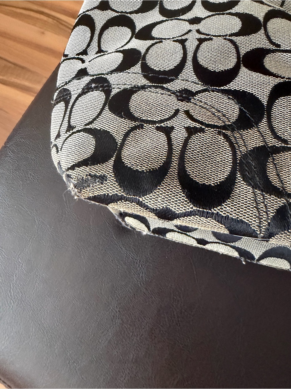 Coach Black and Gray Signature Tote with Leather Straps - Picture 6 of 15